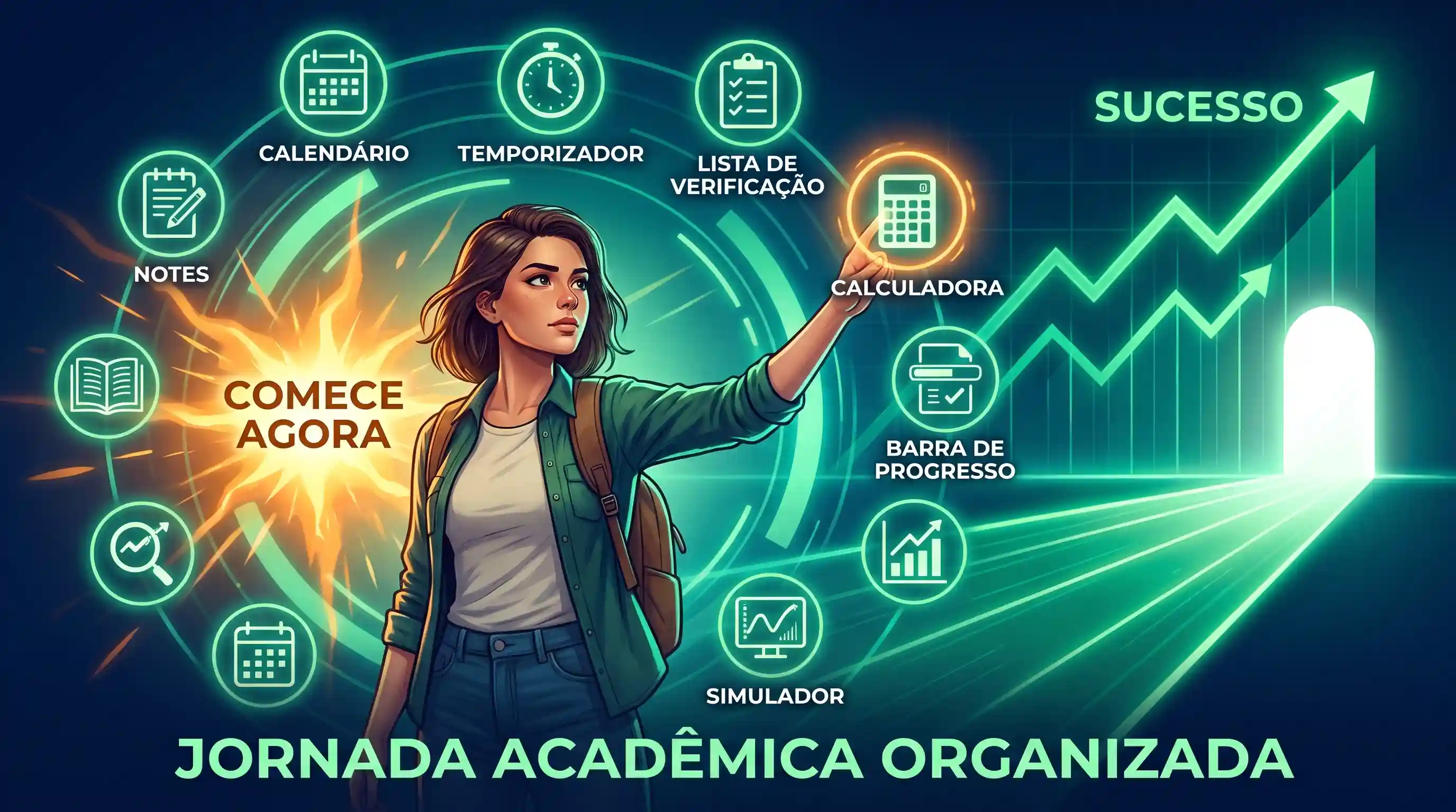 Botão de ação e interface incentivando a escolha da primeira calculadora acadêmica