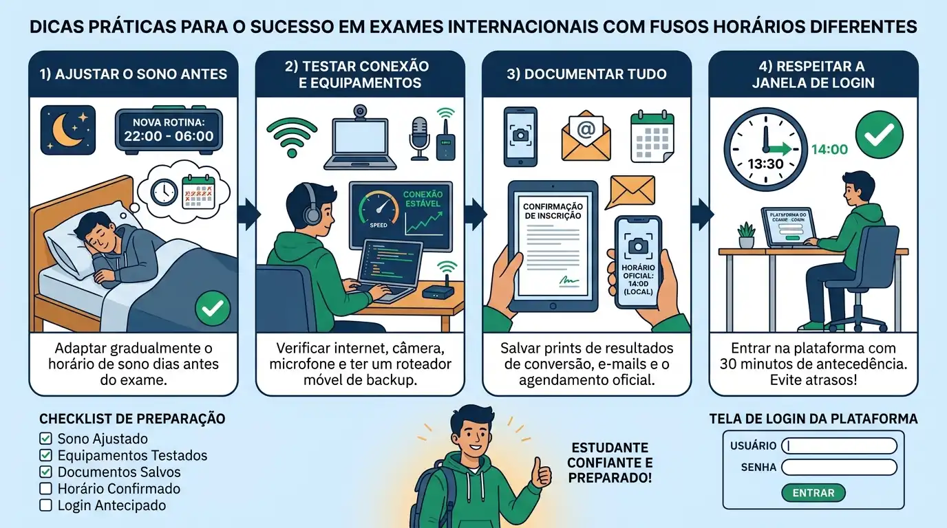 Dicas práticas para realizar provas em fusos horários diferentes