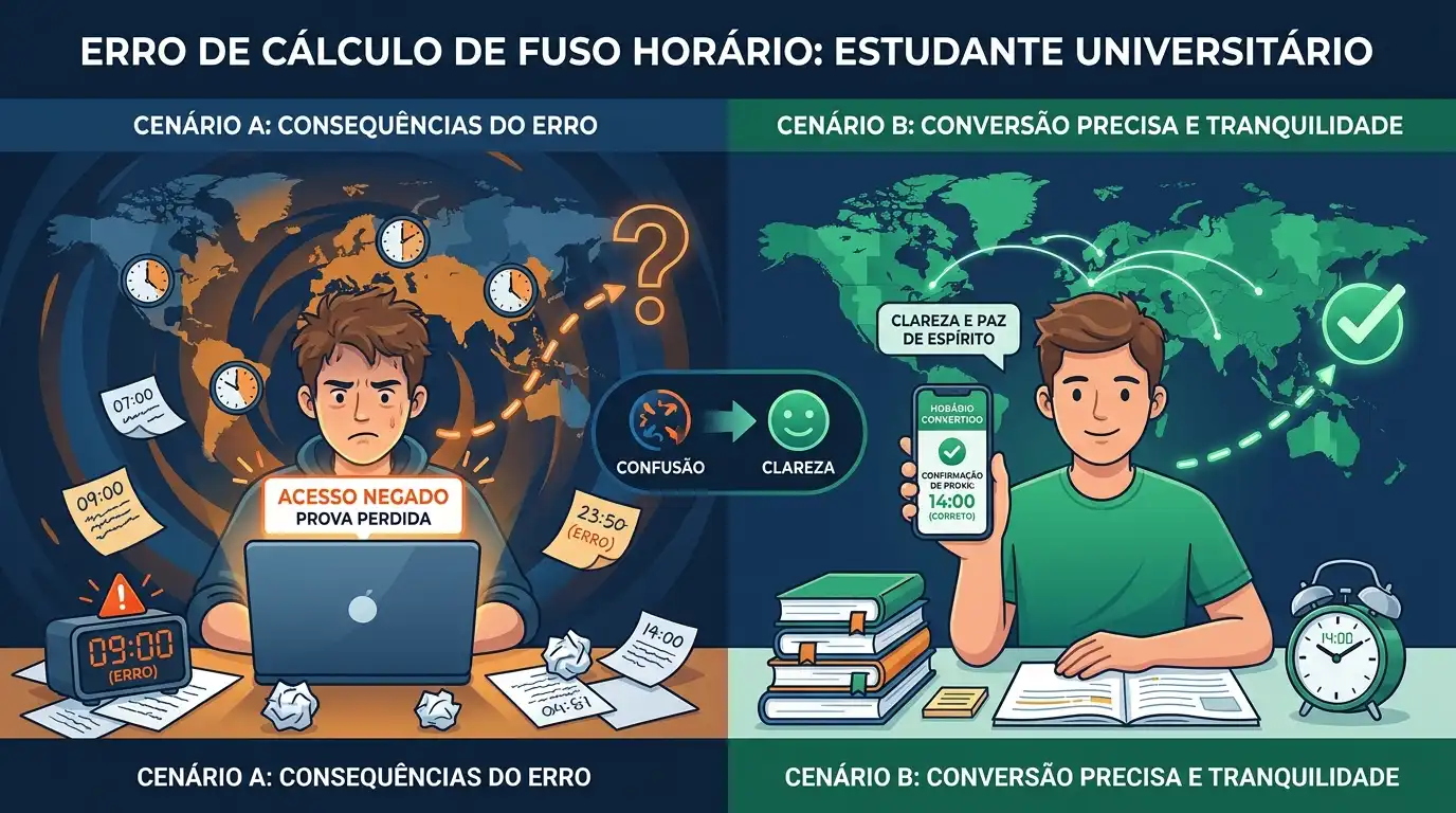Risco de perder prova por causa do fuso horário